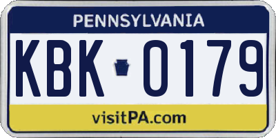 PA license plate KBK0179
