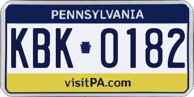 PA license plate KBK0182
