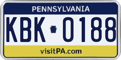 PA license plate KBK0188