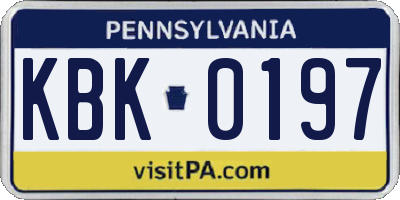 PA license plate KBK0197