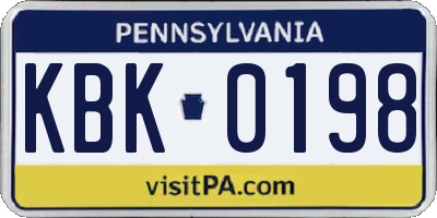 PA license plate KBK0198