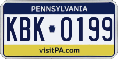 PA license plate KBK0199