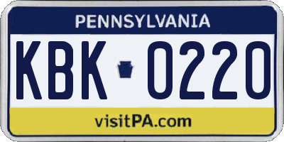 PA license plate KBK0220