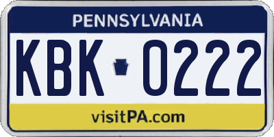 PA license plate KBK0222