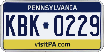 PA license plate KBK0229