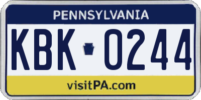 PA license plate KBK0244