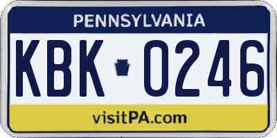 PA license plate KBK0246