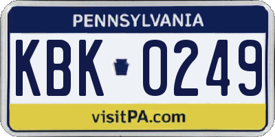 PA license plate KBK0249