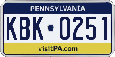 PA license plate KBK0251