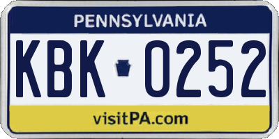 PA license plate KBK0252