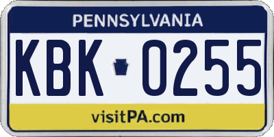 PA license plate KBK0255