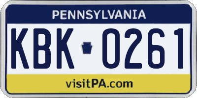 PA license plate KBK0261