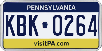 PA license plate KBK0264