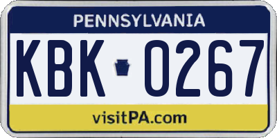PA license plate KBK0267