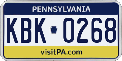 PA license plate KBK0268