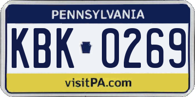 PA license plate KBK0269
