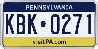 PA license plate KBK0271