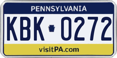 PA license plate KBK0272