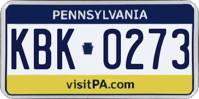 PA license plate KBK0273