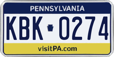 PA license plate KBK0274