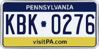 PA license plate KBK0276