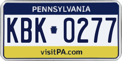 PA license plate KBK0277