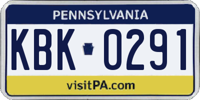 PA license plate KBK0291