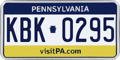 PA license plate KBK0295
