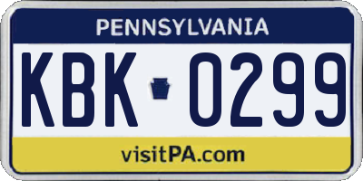 PA license plate KBK0299
