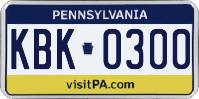 PA license plate KBK0300