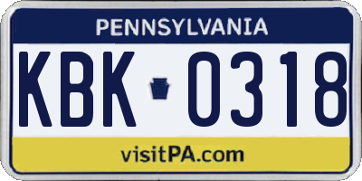 PA license plate KBK0318