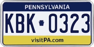 PA license plate KBK0323