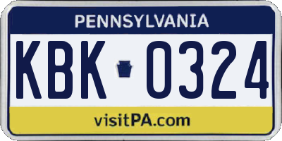 PA license plate KBK0324