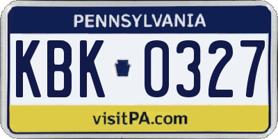 PA license plate KBK0327