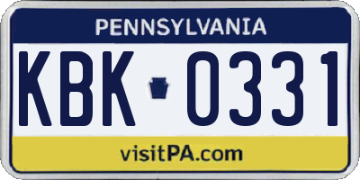 PA license plate KBK0331