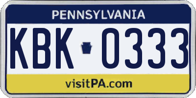 PA license plate KBK0333
