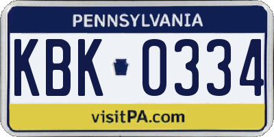PA license plate KBK0334