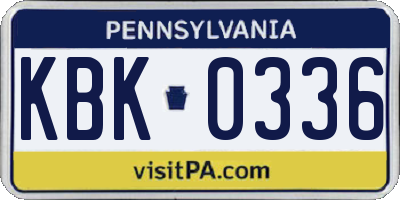 PA license plate KBK0336