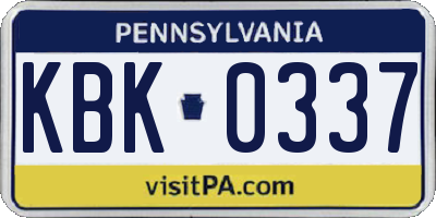 PA license plate KBK0337