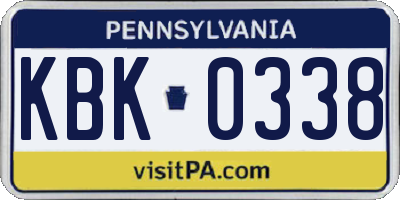 PA license plate KBK0338