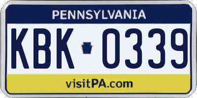 PA license plate KBK0339