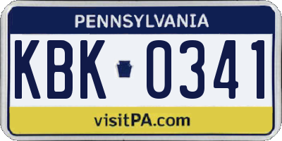 PA license plate KBK0341