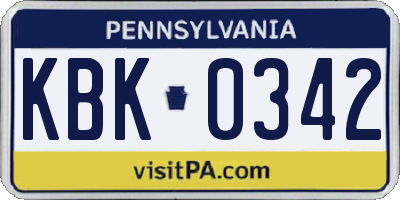 PA license plate KBK0342