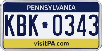 PA license plate KBK0343