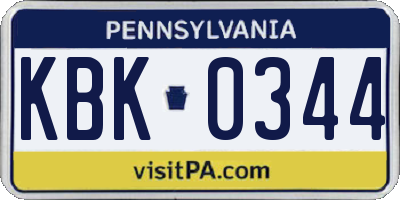 PA license plate KBK0344