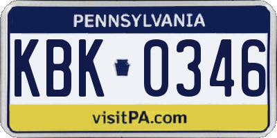 PA license plate KBK0346