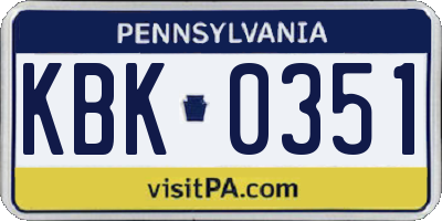 PA license plate KBK0351