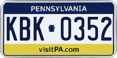 PA license plate KBK0352