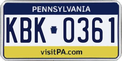PA license plate KBK0361