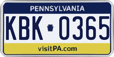 PA license plate KBK0365